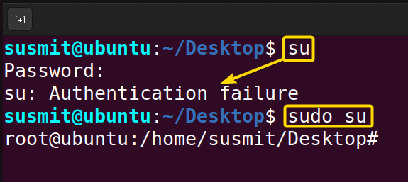 The su command does an administrative task which can not be possible without administrative permission. In the second case, the sudo command gives it administrative permission to do that job.