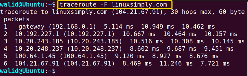Enabling the DF mode in the traceroute command in Linux