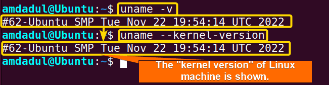 Showing the kernel version of my machine
