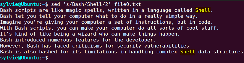 Replace Specific Occurrence of Bash word in each line with Shell using sed command