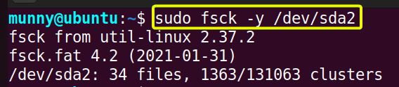 Fix automatically file errors using fsck command in linux.