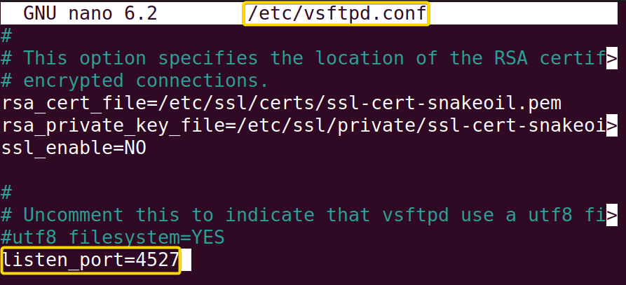 Editing the vsftpd.conf file
