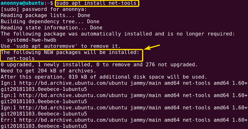 Installing ifconfig command in linux.