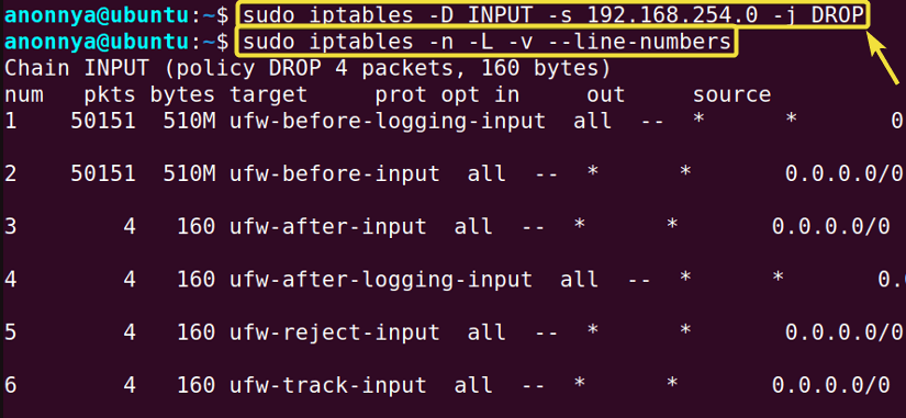 Deleting Firewall Rules Using the iptables Command in Linux.