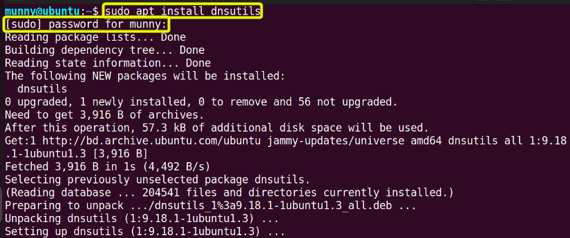 Install nslookup command in linux.