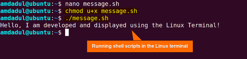 running shell scripts in terminal in Linux