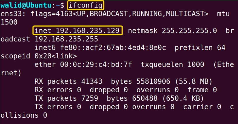 IP address for the scp command in Linux