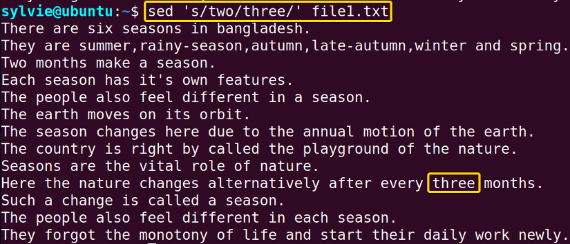 Replace the First Occurrence of a Word in a File Using the “sed” Command in Linux