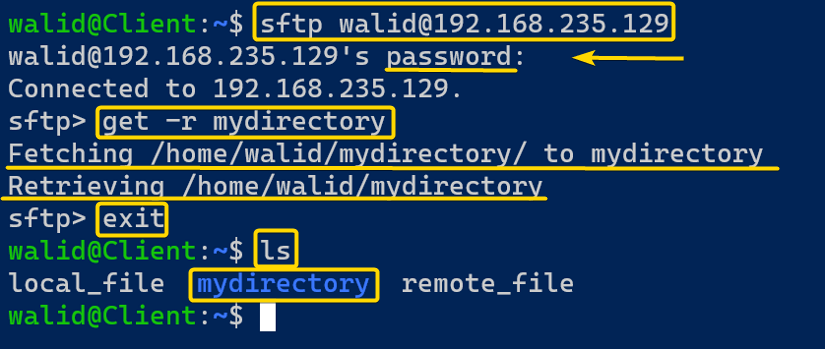 Copy a directory using the sftp command in Linux