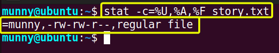 Customize the stat command output with -c option.