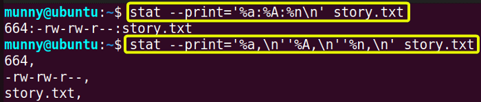 Customize the stat command output with --print option.