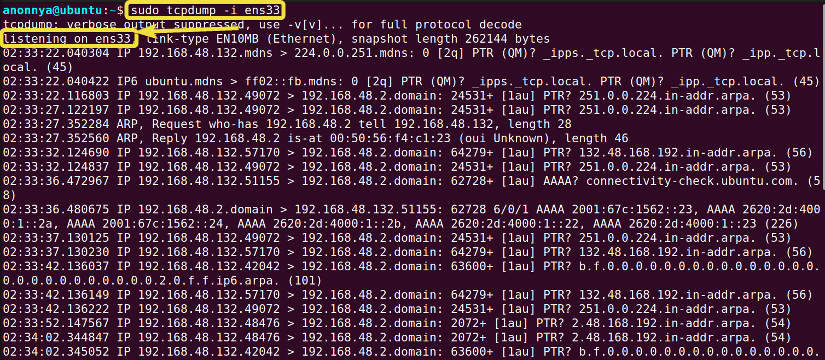 Filtering Packets by Specific Interface Using the tcpdump Command in Linux.