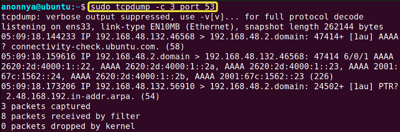 Filtering Packets by Port Number of a Protocol Using the tcpdump Command in Linux.