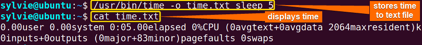 Display the Time in the Text File Rather than the Terminal Screen