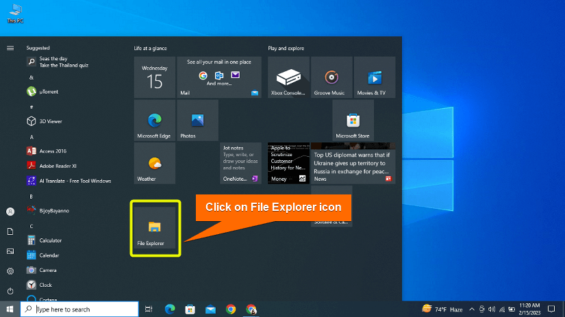 File Explorer icon of GUI.