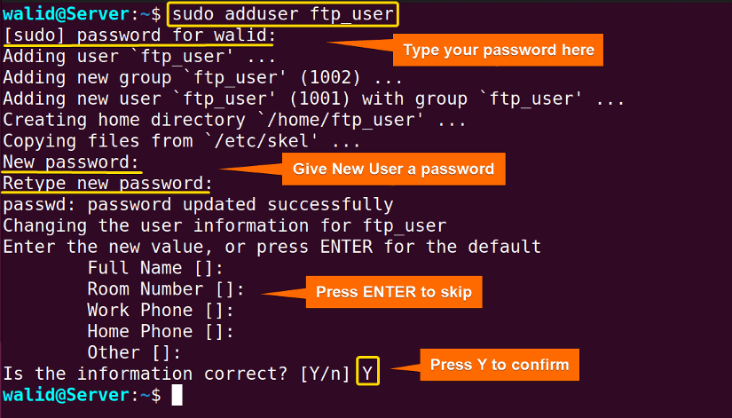 create a FTP user for a specific directory in Ubuntu