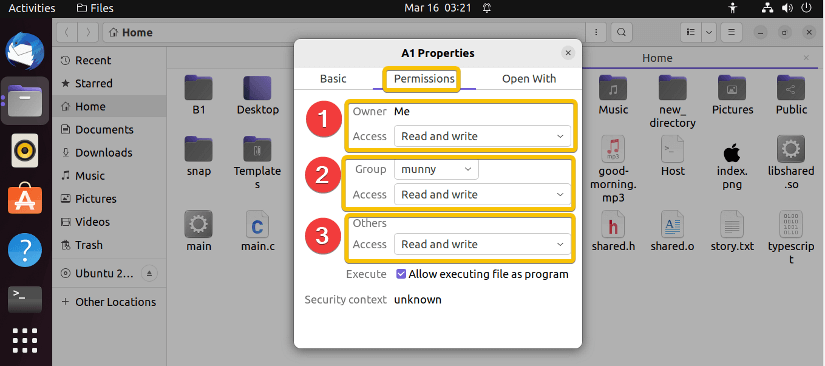 View permission groups using GUI.