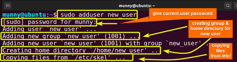 Add a new user with the adduser command in ubuntu.
