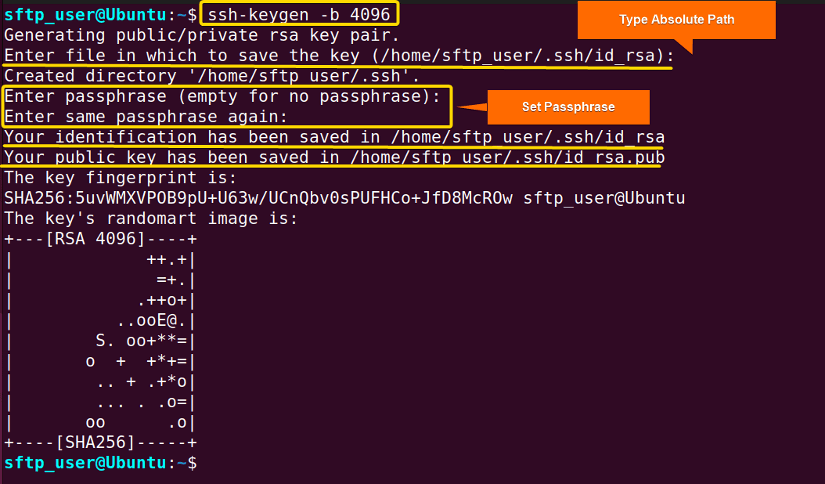Generating SSH key for "how to create a new sftp user in ubuntu with a new ssh key"