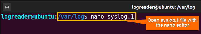 Open log file in nano editor.