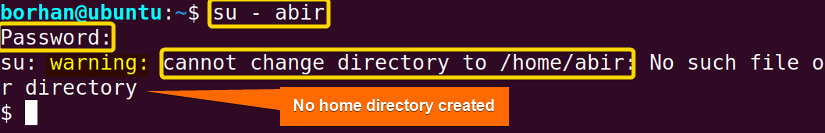 switch user to check whether the user has home directory or not