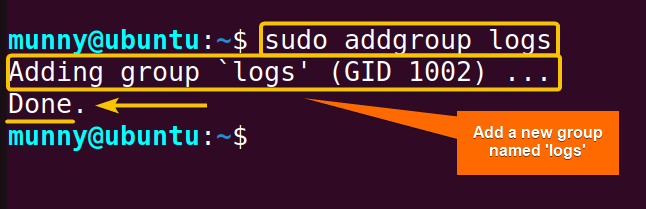 Create a group using the addgroup command to create a user in ubuntu as read only access to log folder.