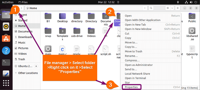 Open folder properties using GUI
