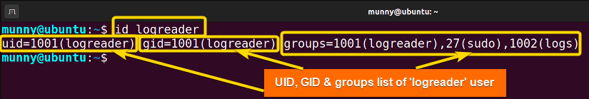 Id command in Linux.