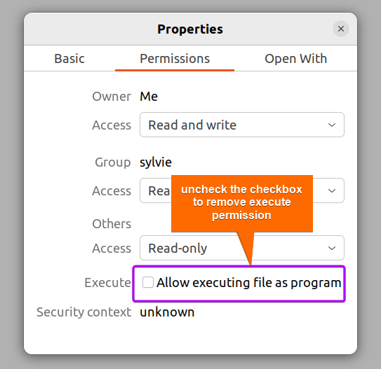 execute the permissions for files in Linux