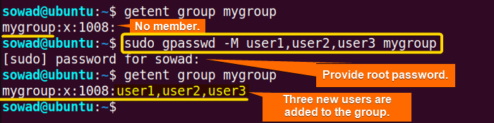 Adding multiple users to a group in Ubuntu.