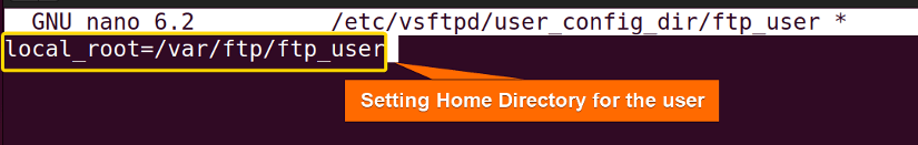 Setting home directory for the user