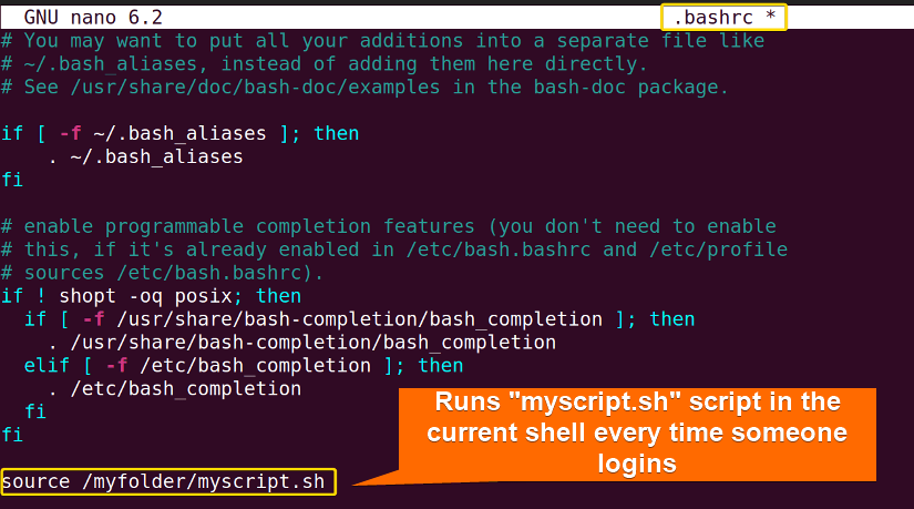 Editing .bashrc for automation for "ubuntu create a user that runs a script and logs out"