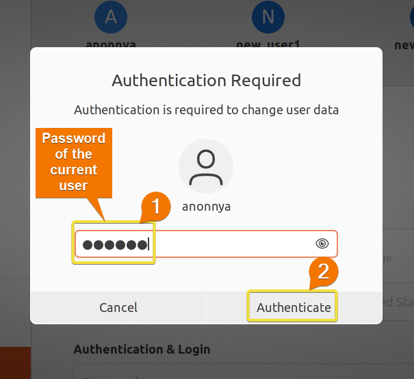 Authenticating current user account.