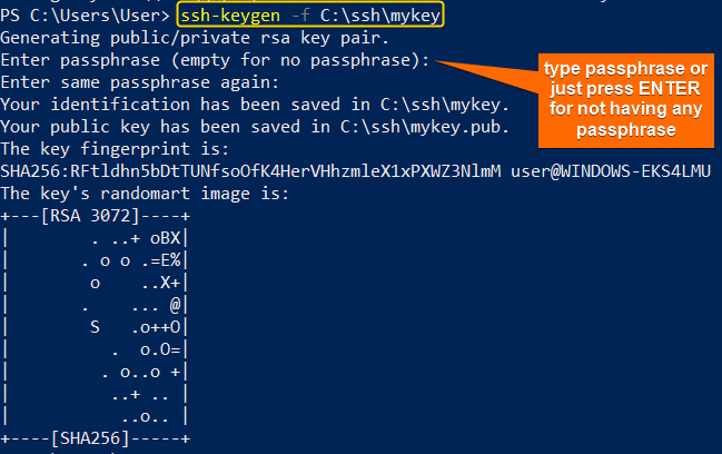 generate key in windows powershell in client computer
