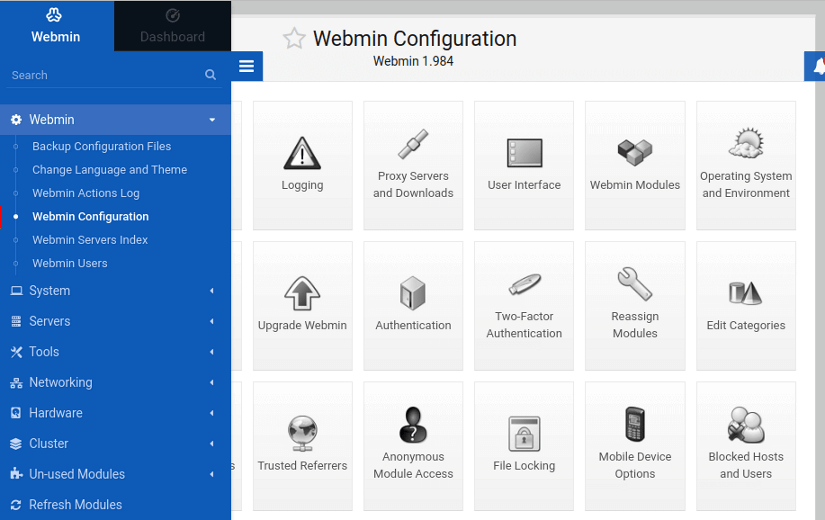 Webmin Linux app for developers.