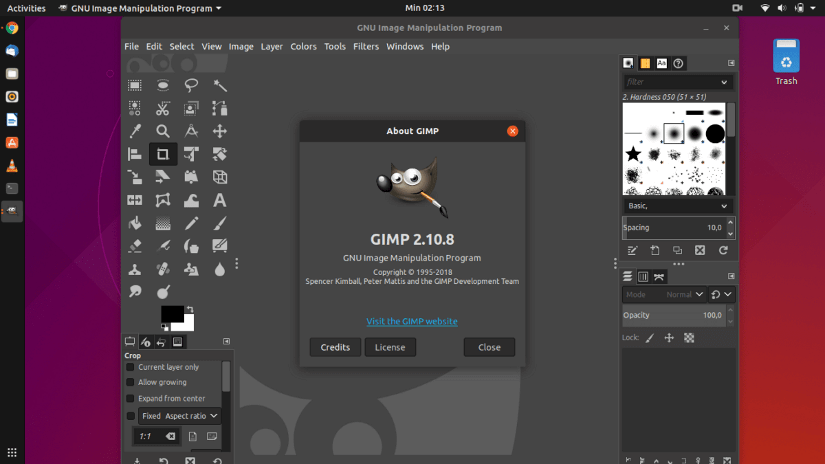 GIMP app in Linux.