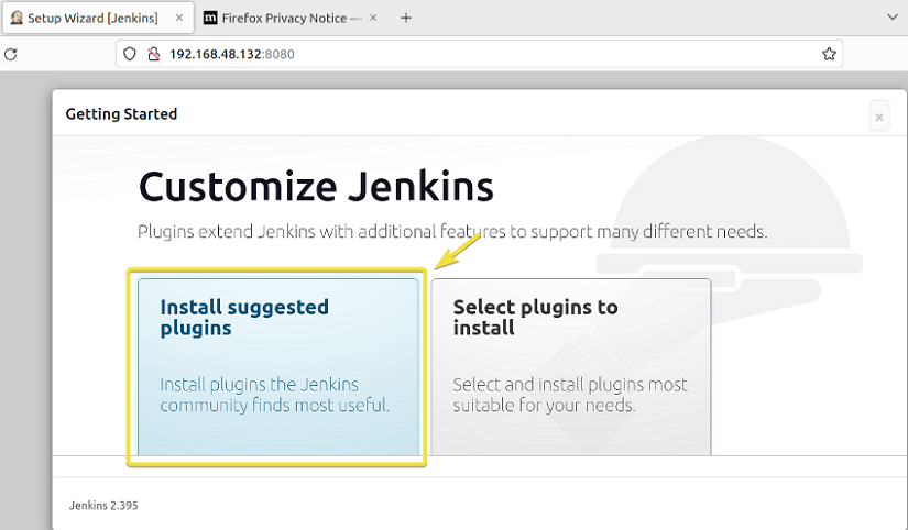 Selecting suggested packages for Jenkins server.