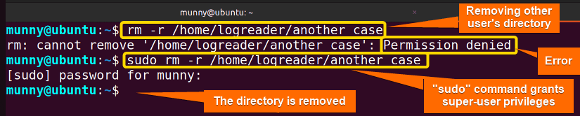 Remove another user's directory