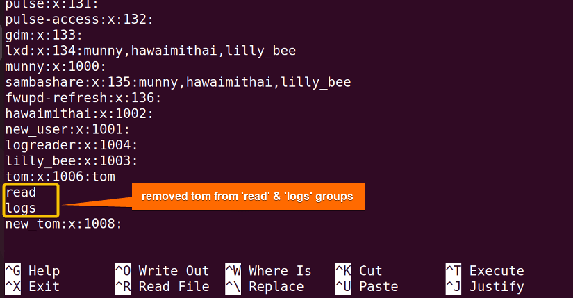 editing /etc/group file to remove user from group in linux