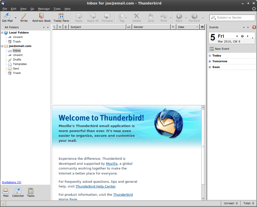 Thunderbird app in Linux.