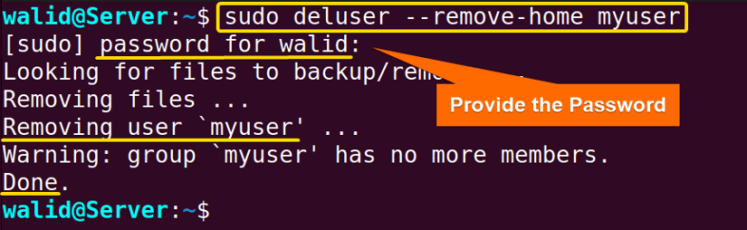 Delete a user from Ubuntu server