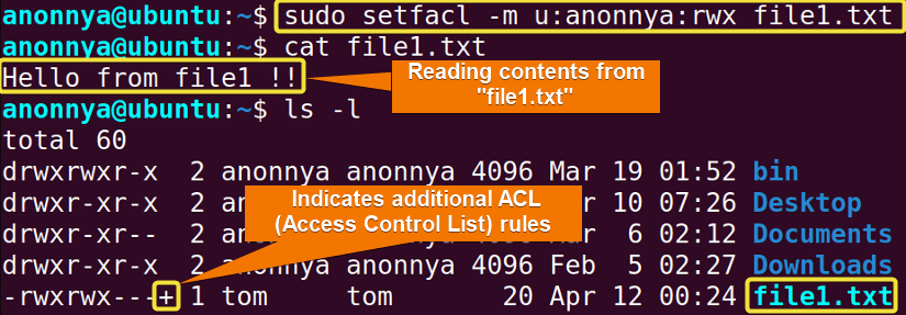 Giving user permission with setfalccommand in Linux.