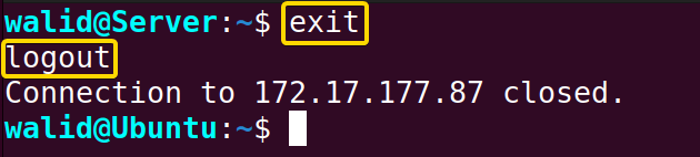 Exiting from the server