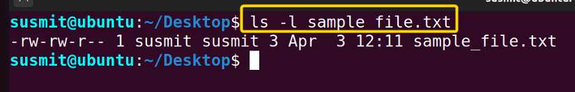The sample_file.txt exists on the desktop.