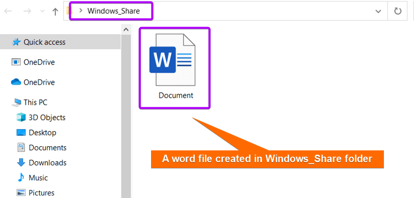 Create file in shared folder