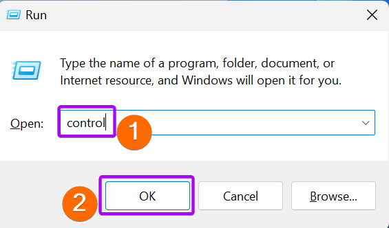 Opening Control Panel from Dialog Box