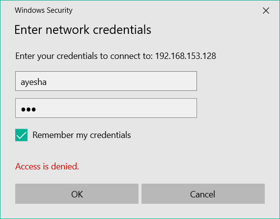 Ubuntu User credentials entered in Windows