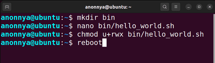 Configuring a new shell script.