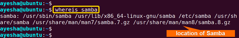 Find the location of installed Samba package in Linux system.