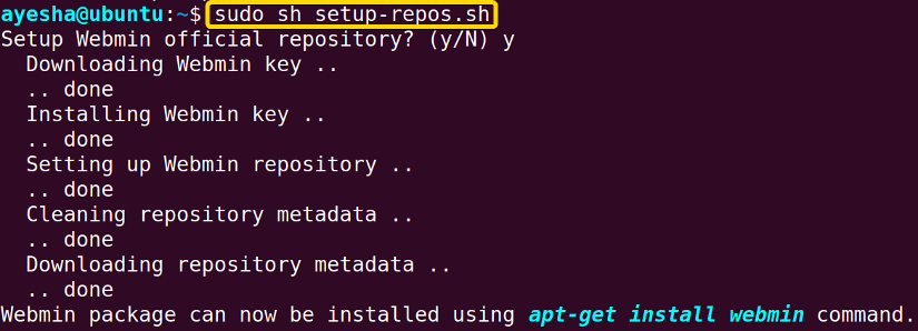 Install webmin script in Ubuntu